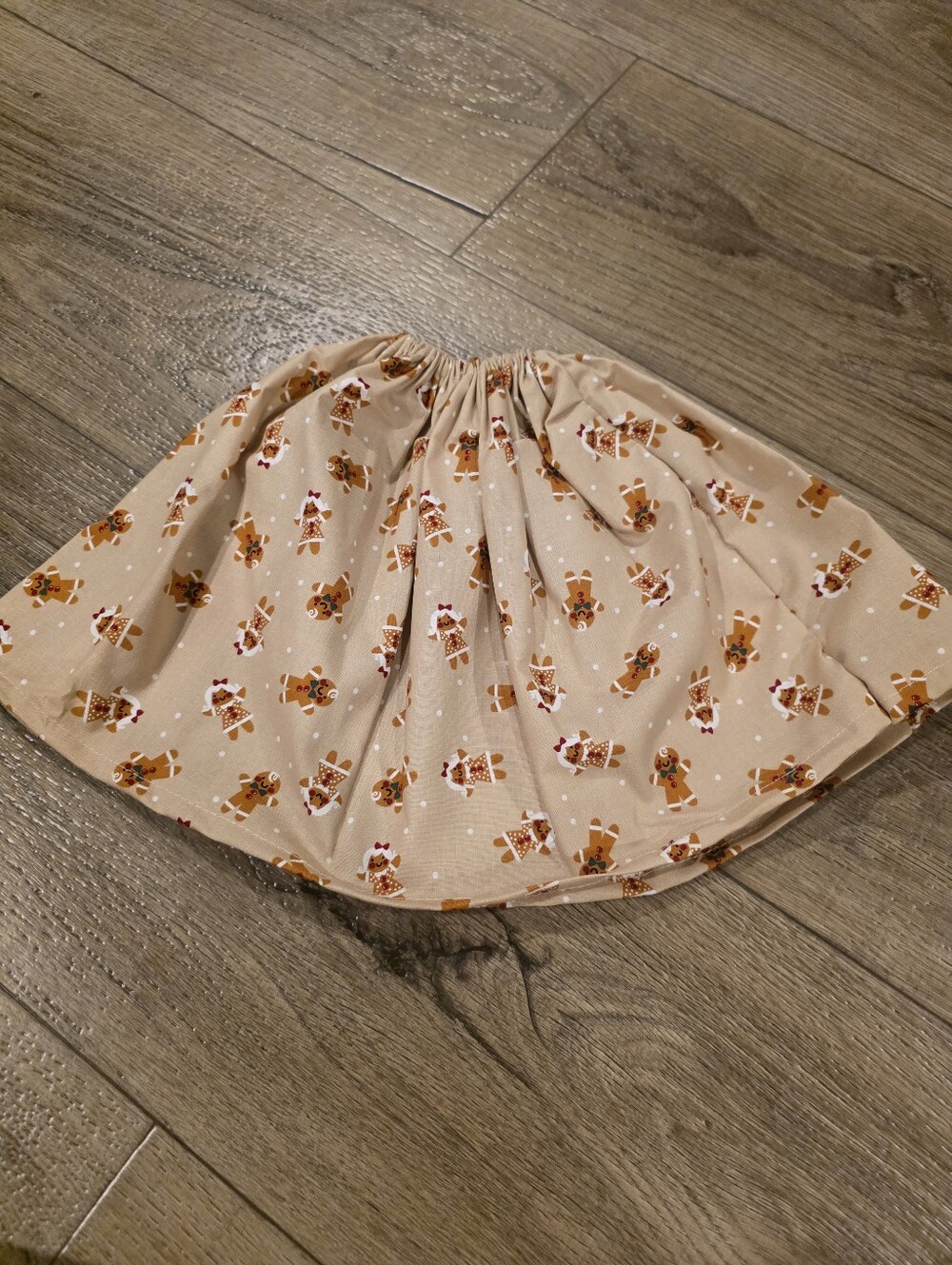 19" Handmade Beige Gingerbread Print Porch Goose Dress